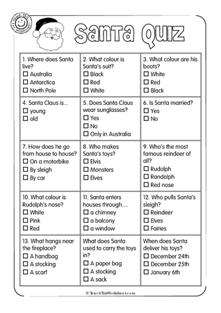 Santa Quiz :: Teacher Resources and Classroom Games :: Teach This