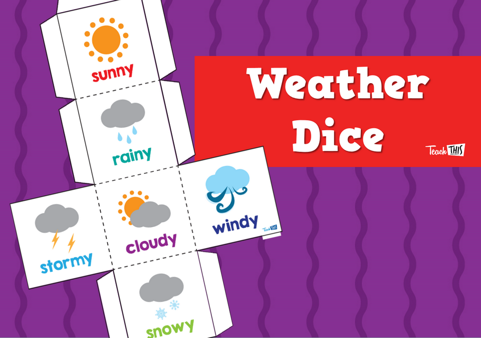 Weather dice. Weather dice for kids.