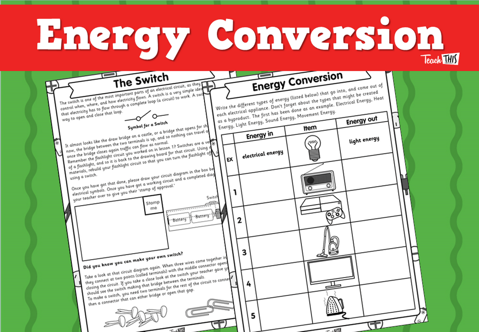 Energy Conversion Worksheet Teacher Resources And Classroom Games