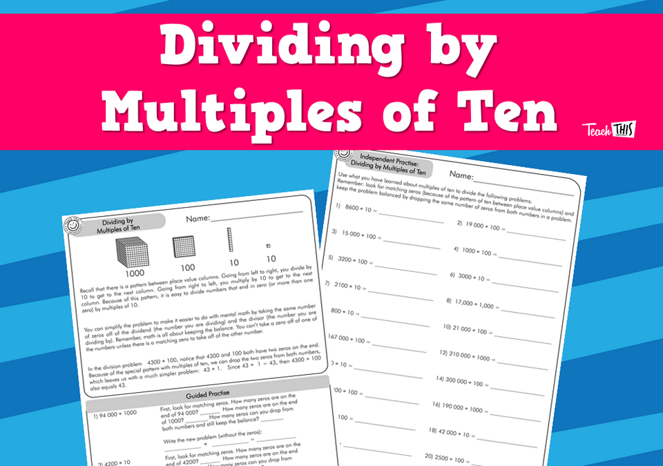 Dividing by multiples of ten teacher resources and classroom games