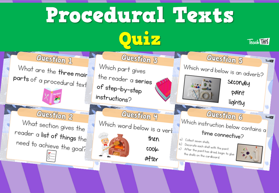 Procedural Texts Quiz Teacher Resources And Classroom Games Teach 