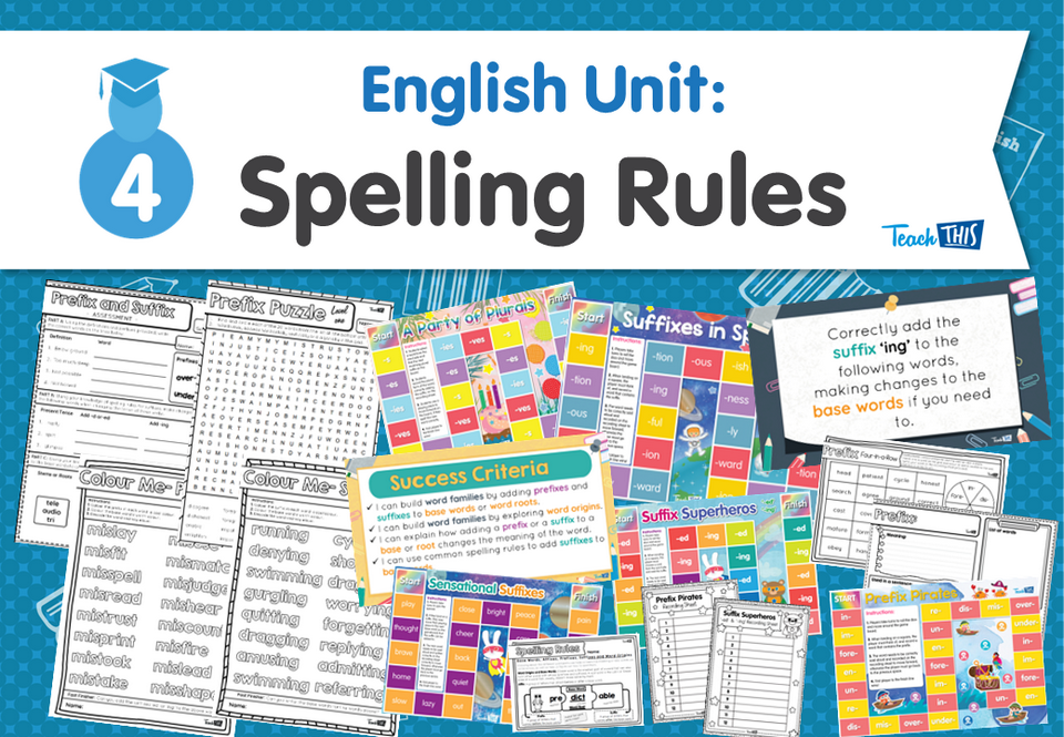 English Unit Spelling Rules Teacher Resources and Classroom Games