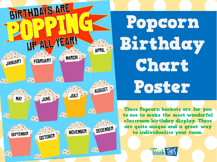 popcorn birthday chart poster printable classroom displays birthday chart for classroom