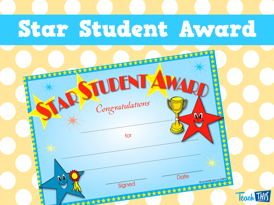 star student award printable