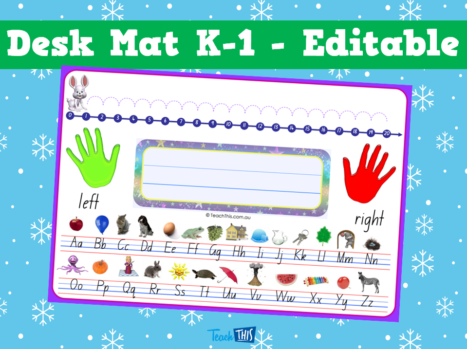 k games pre alphabet Teacher Mat 1 Printable Desk for  K  Resources Editable